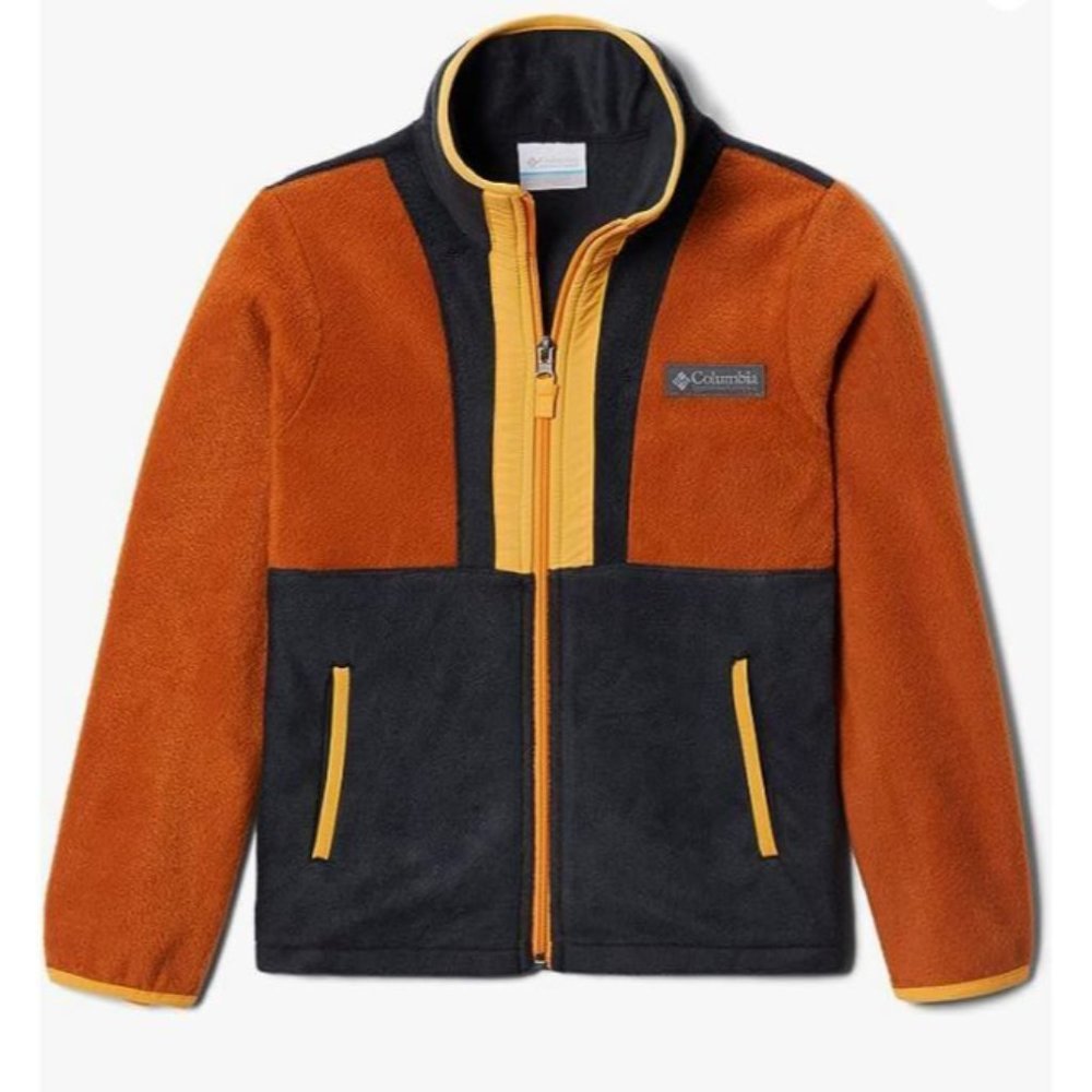 Columbia Back Bowl Full Zip Warm Copper Black Mango Fleece Jacket Youth Sz L-XL